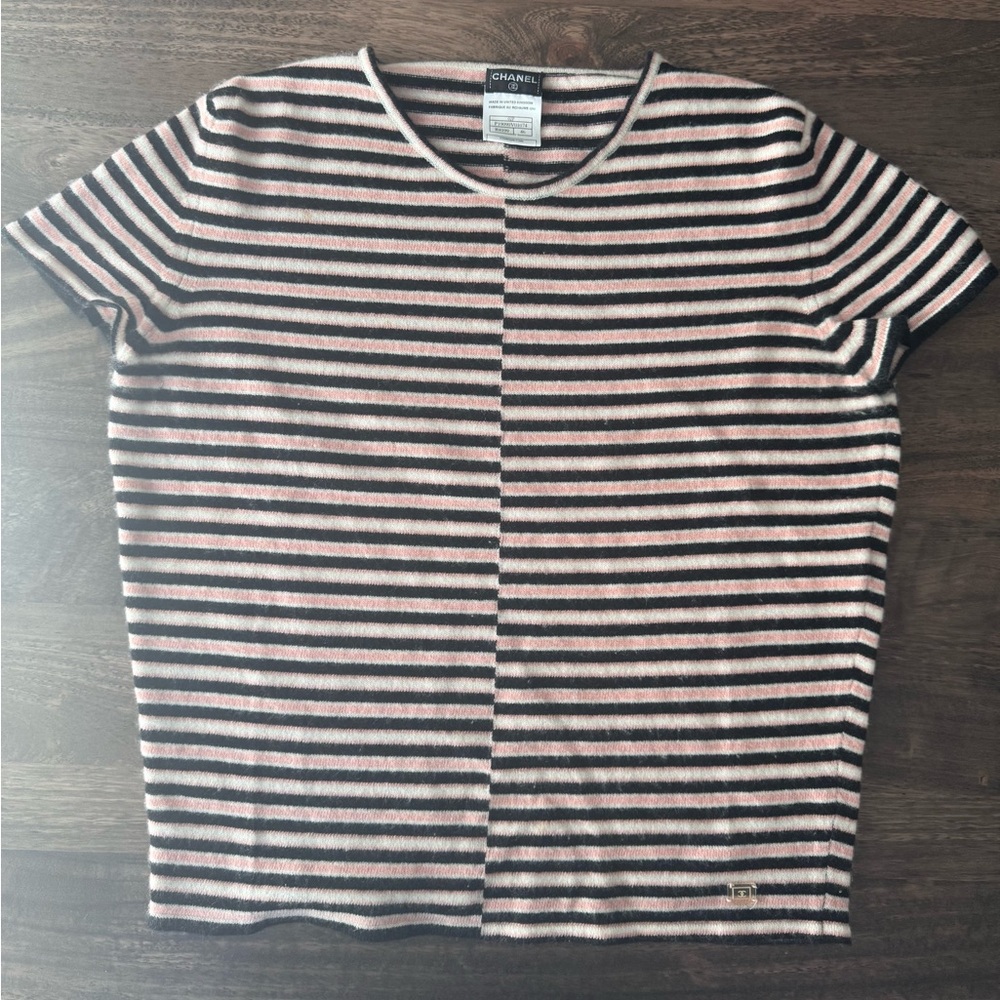 SOLD Chanel Cashmere Striped Classic T-Shirt